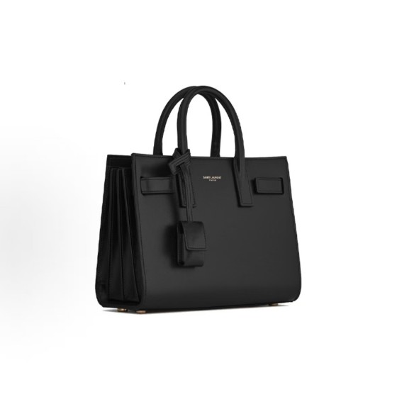 SAINT LAURENT SAC DE JOUR distressed embossed Logo, golden lock, pendant, versatile for commuting, organ bag, crossbody bag, Tote bag, Tote bag, shopping bag, single-shoulder handbag, black for women